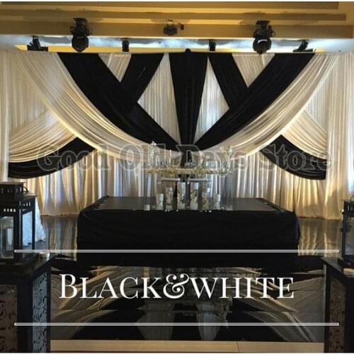 Black&White Wedding backdrop Stage background curtain Wedding Drapes swags