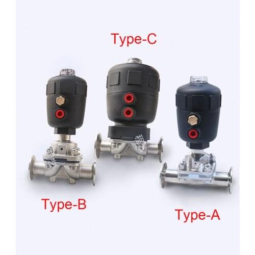 DN8/10/15/20/25/32/40/50 x 1.5" Tri Clamp Sanitary Diaphragm Valve Pneumatically Actuated SUS 316L Stainless Homebrew