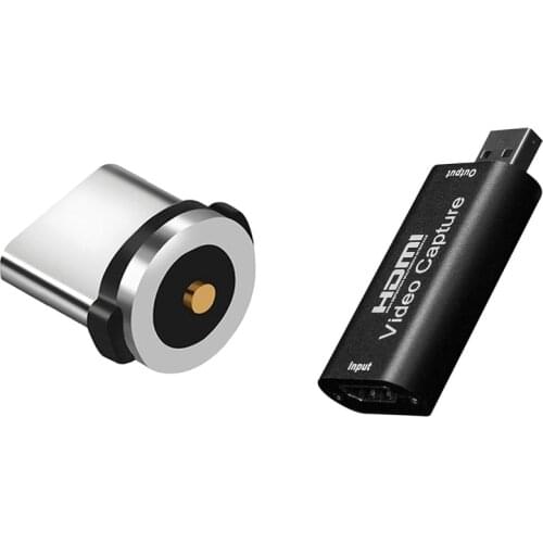 4K Video Capture Card with Cable HDMI to USB USB2.0 Audio Video Recording with 1PC Round Magnetic Cable Plug
