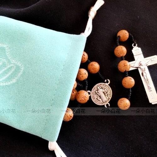 Catholic Sacred Rosary Wooden Rosary Rope Woven Rosary 8mm Bead Rosary