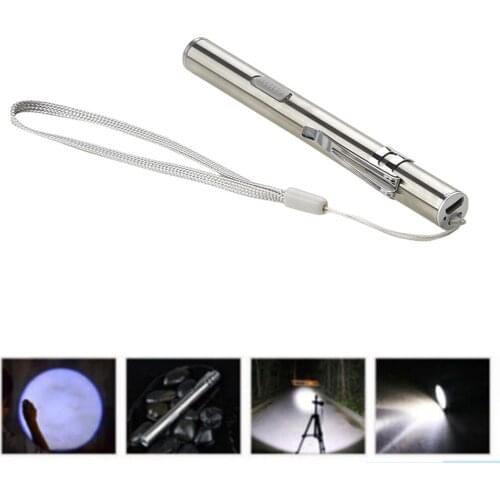Pen Size Mini USB Rechargeable Flashlight Torch Pocket Light 500lm Q5 LED Lamp With Battery Camping Outdoor