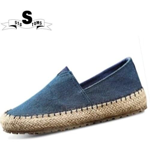 2018 Mens Shoes Canvas Fisherman Low Classic Shoes Mens Lazy Sports Summer Straw Shoes a Pedal Youth Walking Shoes tm0034