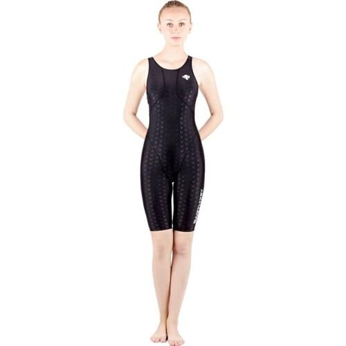 Professional Knee Length Quick Dry Swimwear Round Neck Swimsuit For Women One Piece Sport Bathing Suit Rashguard Surf Plus Size