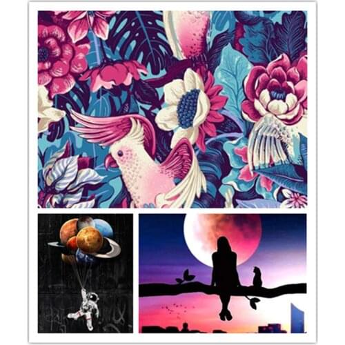 Frame DIY Painting By Numbers Kits Moon Scenery Acrylic Paints By Numbers Wall Art Picture Handpainted For Diy Gif