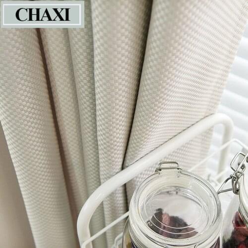 CHAXI Faux Linen Square Style Solid Blackout Curtain Window Treatment Drape Curtains Blinds for Bedroom Living Room Custom Made