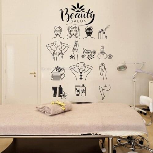 Spa Salon Wall Stickers Hairstyle Hairdresser Decor Vinyl Wall Decal Lashes Makeup Wall Decoration Girl Face Beauty Salon LL2144