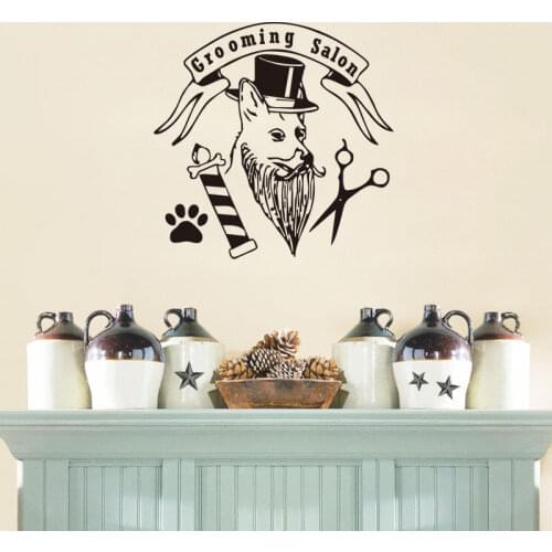 YOYOYU Wall Decal Art Decoration Hat Dog Mural Scissors Paw Salon Poster Fashional Style Wall Sticker YO042