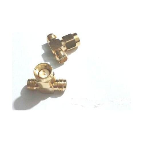 1000pcs Gold RP-SMA female plug to two RP-SMA male jack T RF adapter 3 way New