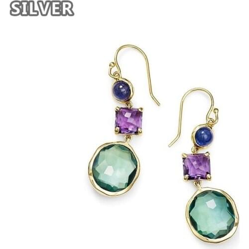 18K Gold Diamond Amethyst Female Drop Earrings luxurious Retro Royal nobility Exquisite fairy Girlfriend birthday present