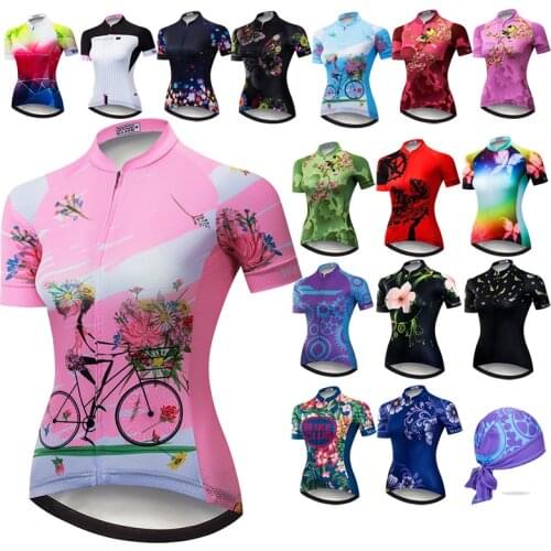 2021 Cycling Jersey Women Summer Short sleeve Bike Jersey Shirts Top breathable Quick Dry Pink Ladies Cycle Bicycle Clothing