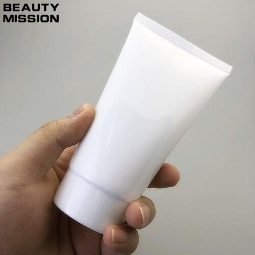 25pcs)150g empty cosmetics container Plastic hose Facial cleanser sunscreen packaging container 150ml White squeeze hose