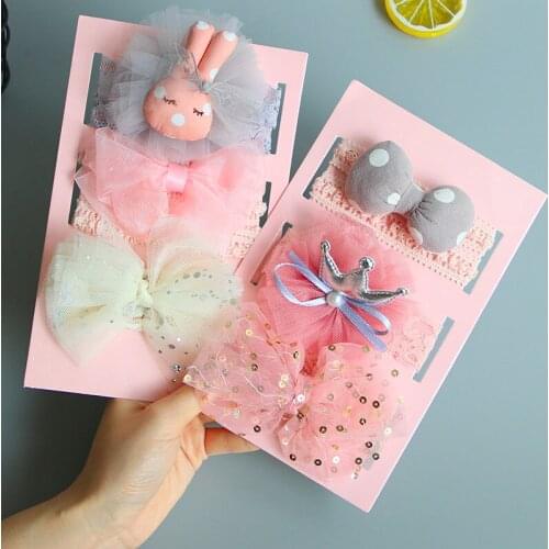 3Pcs/Set Cartoon Rabbit Baby Girls Headband Lace Flower Elastic Newborn Infant Hair Bands Turban Baby Hair Accessories