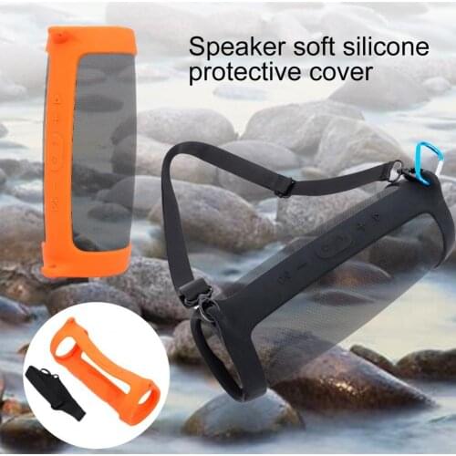 3Pcs/Set Portable Wireless Bluetooth Speaker Silicone Protective Cover Case with Strap Carabiner for JBL Charge 4