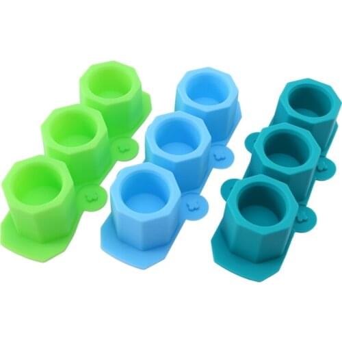 3 Pack Mini Octagon Flower Pot Silicone Molds - Succulent Plant Planter Pot Mold Concrete Cement Plaster Molds, Silicone Ice Mol
