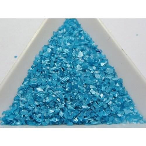 45 Gram Blue Glass Crushed Chips Irregular Shape Nail Art Tips + Storage Box