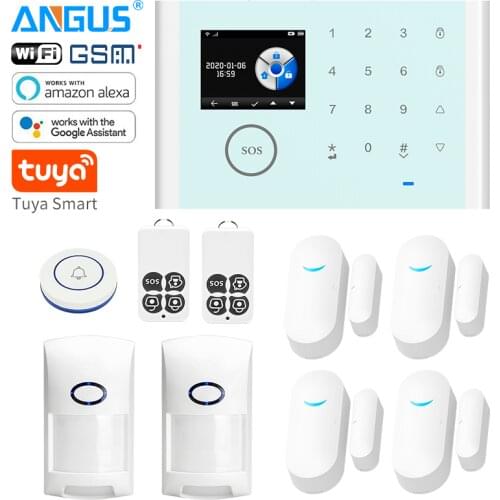ANGUS Tuya WIFI Home Security Alarm System App Control Compatible with Alexa Wireless Burglar Alarm