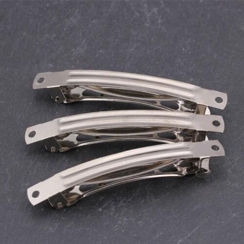 10pcs French Barrette Style Rhodium Color Spring Hair Clip Automatic Clip Blank Width Setting Bow Hairpin For DIY Jewelry Making