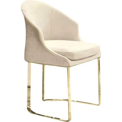 Leisure Stainless Steel Armrest Chair Velvet PU Leather Upholster Dining Restaurant Chair