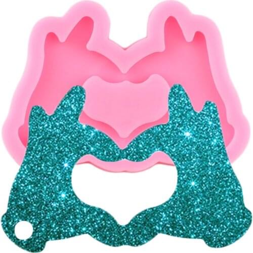 Shiny Glossy Heart Shape Hands Silicone Mold Epoxy Resin Keychain Molds DIY Handmade Charms Mould Jewelry Making Necklace Moulds