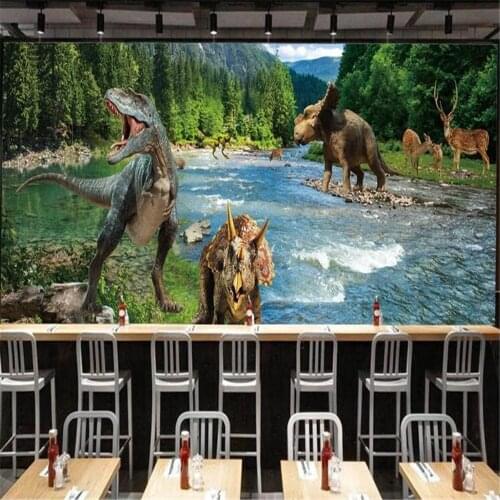 Milofi large wallpaper mural 3D background wall through time and space dinosaur Jurassic
