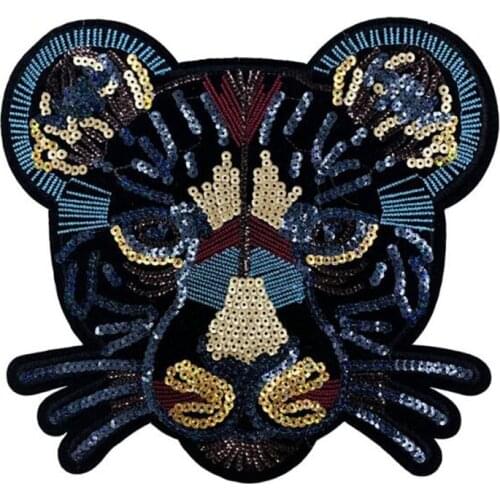 Large Black Sequin Lace Leopard Clothes Embroidered Patches for Clothing Sew on Sweatshirt Leopard Applique Stripes Sticker