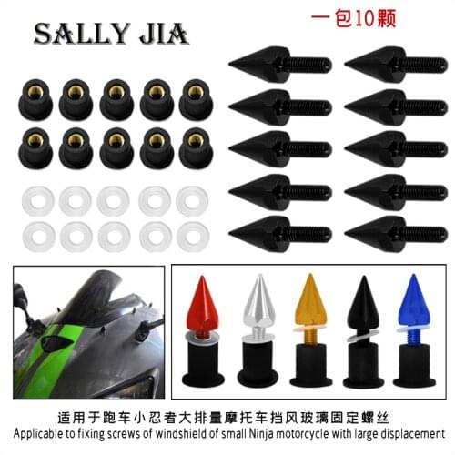 10pcs Motorcycle Universal Windscreen Windshield Spike Fairing Bolts Screws Nuts Scooter Offroad Motobike For Honda Yamaha