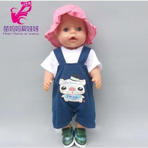 For 18 inch Baby dolls strip T shirt +Jeans skirt fit for 45cm girls doll dress sets