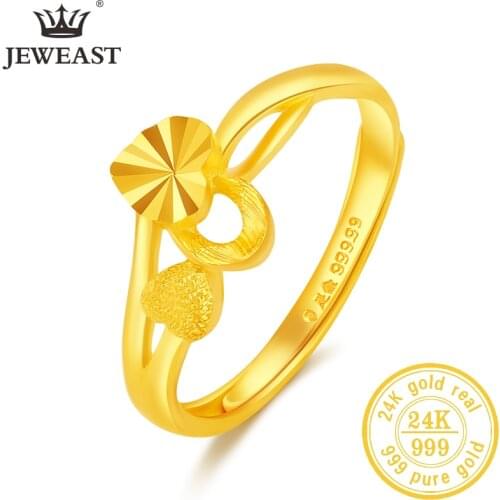 JLZB 24K Pure Gold Ring Real AU 999 Solid Gold Rings Elegant Shiny Beautiful Upscale Trendy Classic Jewelry Hot Sell New 2020