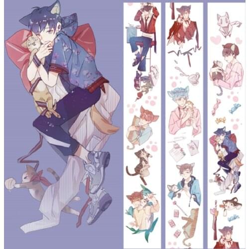 Cat And Young Boy Washi Tapes Bullet Journal Masking Tape Adhesive Tape DIY Scrapbooking Washi Stickers