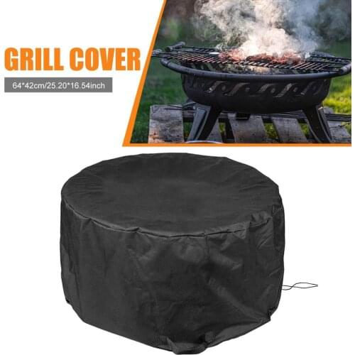 Grill Cover Fire Pit Cover Round BBQ Charcoal Protector Waterproof Heater Cover Barbecue Oven Brazier Accessories Oxford Outdoor