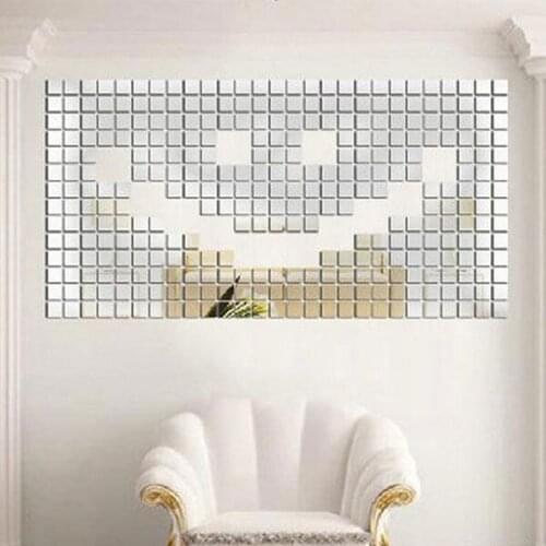 ANGRLY Fashion 2x2cm Bling Bling Acrylic 3D Wall Sticker Mirror Effect Sofa Room Home Decor DIY Wedding Decoration Christmas