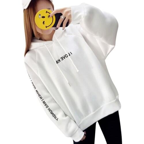 Fashion Cute Women Hoodies Pink Letter Printed Long Sleeve Loose Hooded Sweatshirt Ladies Oversized Pullovers Sudadera Moletom