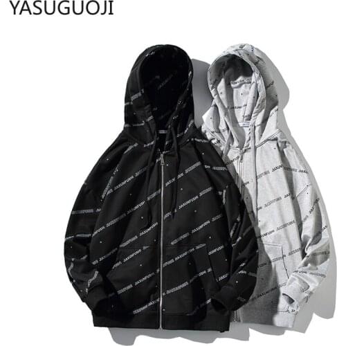 YASUGUOJI New 2021 Spring Hip Pop Loose Letter Printed Hoodies Men Harajuku Streetwear Mens Hooded Casual Oversized Sweatshirt
