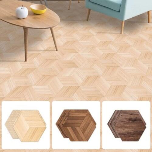 10Pc Imitation Wood Grain Wall Stickers Hexagonal Waterproof Non-Slip Renovation Floor Stickers Home Decoration Self-Adhesive