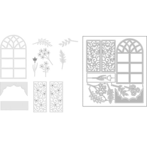 2020 New Christmas Window Frame Metal Cutting Dies Iris Flowers and Leaves Die Scrapbooking For Crafts Card Making no Stamps Set