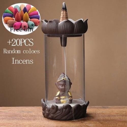 Gift 20Pcs Incense Creative Decorations Gift Zen Monkey King Windproof Backflow Incense Burner Feng Shui Mascot Micro Landscape