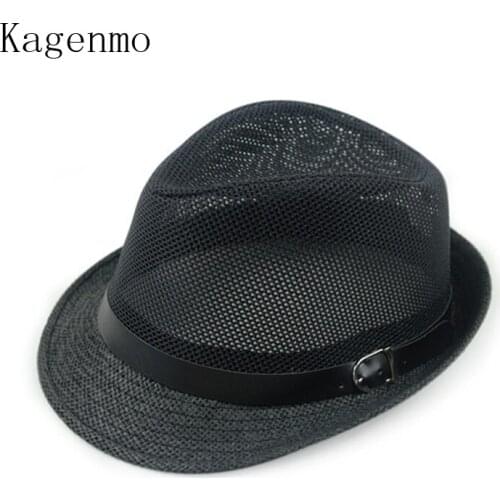 Kagenmo Breathable mesh belt buckle summer straw male hat Korean beach hat straw female hat sun shade cool 6color 1pcs