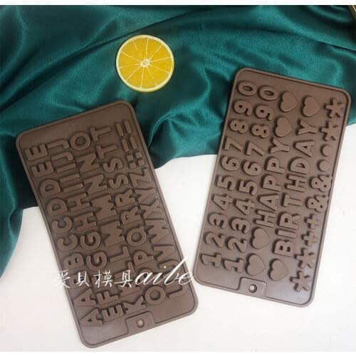 Digital alphabet silicone mold chocolate sugar cake decoration baking tools crafts resin film