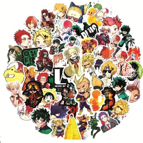 100Pcs My Hero Academia Japan Anime Stickers for Laptop Skateboard Izuku Midoriya Might Boku No Hero Academia Character Decals