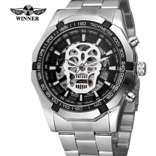 Top Forsining Brand Men Automatic Sport Watch 3d Skull Transparent Golden Stainless Steel Luminous Design Luxury Skeleton Clocks