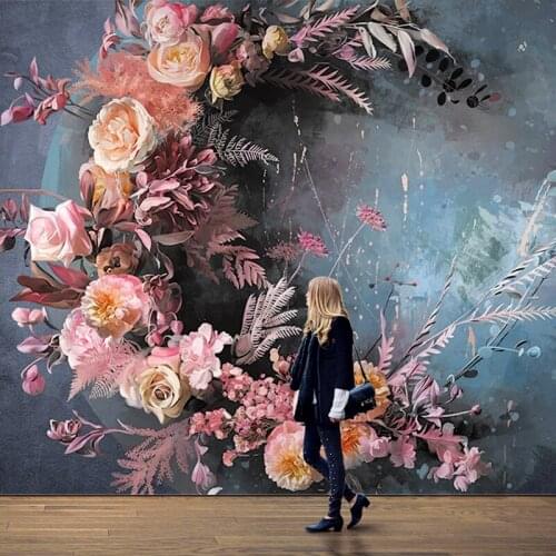 TT3D 3D Hand-Painted Flower Internet Celebrity Wallpaper Living Room Wall Covering Fabric Sofa Background Wallpaper BedroomMural