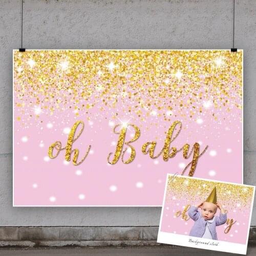 Gold Pink Spotted Theme Baby Show Background Girl Birthday Party Decorative Photography Studio Photo Kids Custom Vinyl Backdrop
