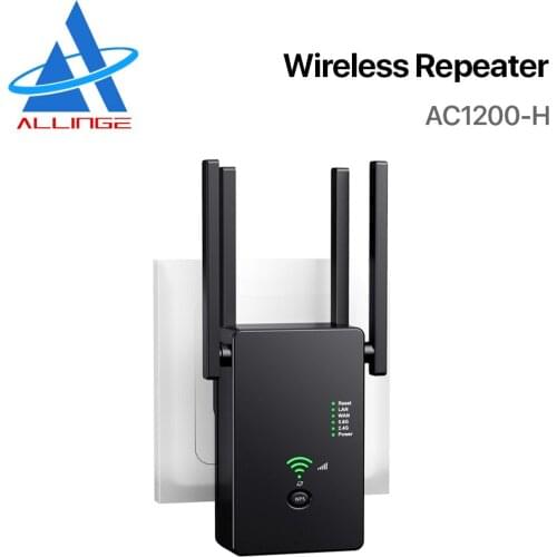 ALLINGE AC1200M Dual Band 2.4Ghz/5.8Ghz Wifi Repeater Wireless Range Extender Router Signal Amplifier 4 Antenna Enhanced WI-FI