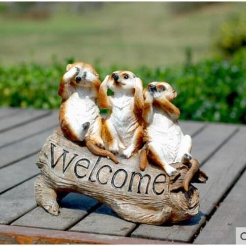Hello birdie welcome to meerkat welcome card garden Courtyard green welcome card rural animals sculpture decoration crafts