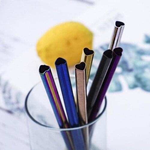 1pcs Heart-shaped Drinking Straw Reusable Steel Pearl Milkshake Straw Bubble Tea Bar Party Supplies Heart-shaped Straw