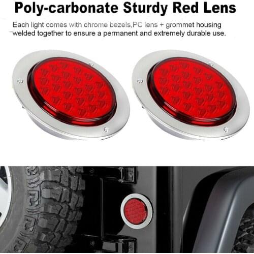 2PCS Waterproof LED Round Rear Tail Brake Lamp Stop Turn Signal Light for RV Trailer Truck