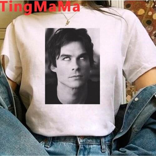 2021 Hot Summer Tops The Vampire Diaries T Shirt Women Kawaii Femme Girl Ulzzang Casual T-shirt Funny 90s Unisex Tshirt Female
