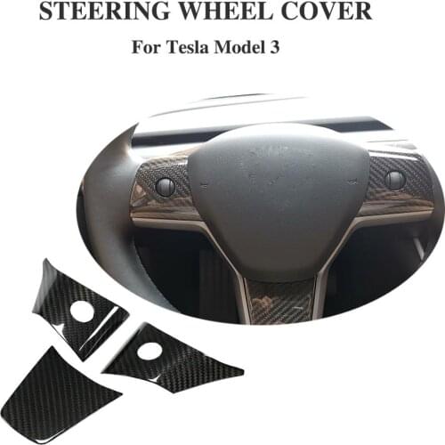 3PCS/SET Steering Wheel Panel Cover Trims real carbon fiber Fit for Tesla Model 3 2017-2019 Steering wheel trim