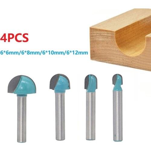 4pcs 6mm CNC Machine Solid Carbide End Milling Cutter Round Bottom Router Bit Cutter Tool Drilling Milling For Wood
