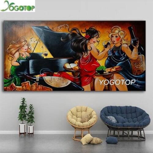 5D DIY diamond painting Cartoon fat lady driking large cross stitch diamond embroidery mosaic full square round drill art,YY2852